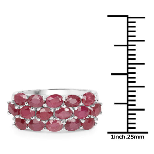 Bids.com 3.52 Carat Genuine Ruby .925 Sterling Silver Ring Rings White Smoke size 6.00,size 7.00,size 8.00,size 9.00,size 5.00,size 10.00