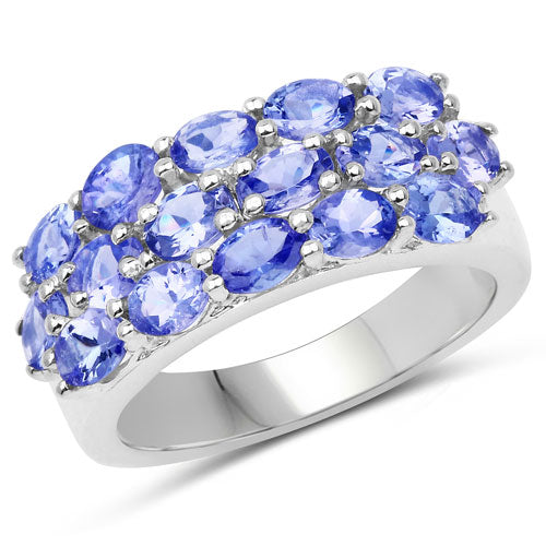 Bids.com 2.72 Carat Genuine Tanzanite .925 Sterling Silver Ring Rings White Smoke size 8.00,size 7.50,size 6.00,size 7.00,size 9.00,size 5.00