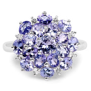 Bids.com 3.37 Carat Genuine Tanzanite and White Topaz .925 Sterling Silver Ring Rings White Smoke size 8.00,size 6.00,size 7.00,size 9.00