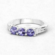 Bids.com 1.11 Carat Genuine Tanzanite .925 Sterling Silver Ring Rings White Smoke size 7.00,size 6.00,size 8.00,size 9.00,size 5.00