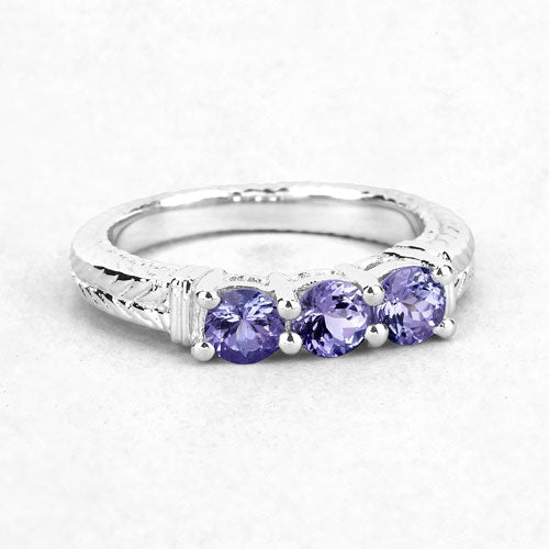 Bids.com 1.11 Carat Genuine Tanzanite .925 Sterling Silver Ring Rings White Smoke size 7.00,size 6.00,size 8.00,size 9.00,size 5.00