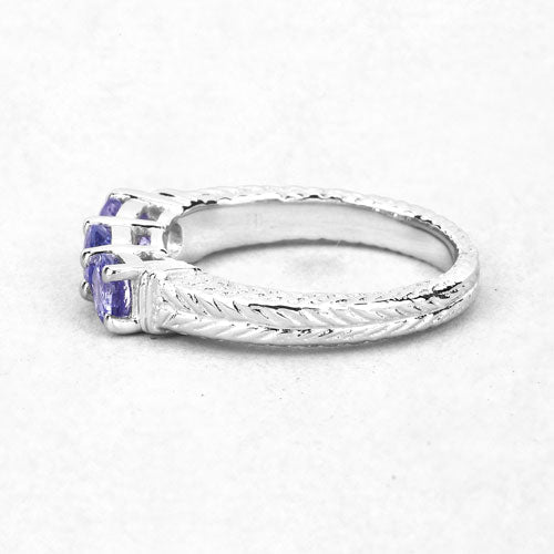 Bids.com 1.11 Carat Genuine Tanzanite .925 Sterling Silver Ring Rings White Smoke size 7.00,size 6.00,size 8.00,size 9.00,size 5.00