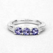Bids.com 1.11 Carat Genuine Tanzanite .925 Sterling Silver Ring Rings White Smoke size 7.00,size 6.00,size 8.00,size 9.00,size 5.00