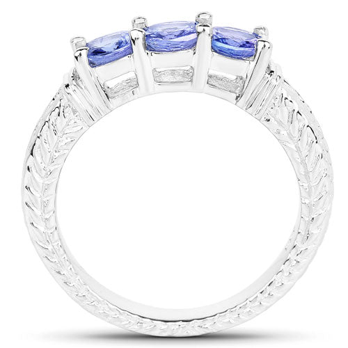 Bids.com 1.11 Carat Genuine Tanzanite .925 Sterling Silver Ring Rings White Smoke size 7.00,size 6.00,size 8.00,size 9.00,size 5.00