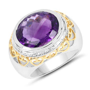 Bids.com 6.92 Carat Genuine Amethyst .925 Sterling Silver Ring Rings White Smoke size 6.00,size 8.00,size 7.00