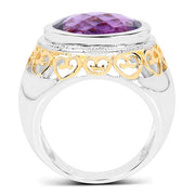 Bids.com 6.92 Carat Genuine Amethyst .925 Sterling Silver Ring Rings White Smoke size 6.00,size 8.00,size 7.00
