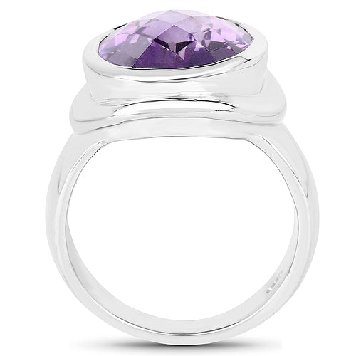Bids.com 9.01 Carat Genuine Amethyst .925 Sterling Silver Ring Rings White Smoke size 6.00,size 8.00,size 5.00,size 7.00,size 9.00