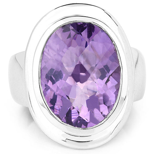 Bids.com 9.01 Carat Genuine Amethyst .925 Sterling Silver Ring Rings White Smoke size 6.00,size 8.00,size 5.00,size 7.00,size 9.00