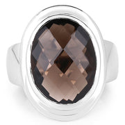 Bids.com 7.90 Carat Genuine Smoky Quartz .925 Sterling Silver Ring Rings White Smoke size 5.00,size 7.00,size 6.00,size 8.00,size 9.00