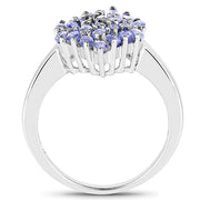 Bids.com 1.84 Carat Genuine Tanzanite .925 Sterling Silver Ring Rings White Smoke size 6.00,size 7.00,size 8.00,size 9.00