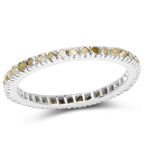 Bids.com 0.57 Carat Genuine Yellow Diamond .925 Sterling Silver Ring Rings White Smoke size 6.00,size 8.00,size 7.00,size 9.00