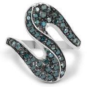 Bids.com 0.76 Carat Genuine Blue Diamond .925 Sterling Silver Ring Rings White Smoke size 6.00,size 7.00,size 8.00,size 9.00