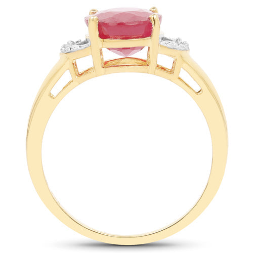 Bids.com 14K Yellow Gold Plated 4.01 Carat Glass Filled Ruby and White Diamond .925 Sterling Silver Ring Rings White Smoke size 5.50,size 7.50,size 9.00,size 6.50,size 6.00,size 7.00,size 8.00