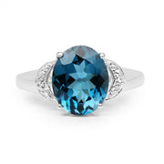 Bids.com 4.26 Carat Genuine London Blue Topaz & White Topaz .925 Sterling Silver Ring Rings White Smoke size 6.00,size 8.00,size 7.00,size 9.00,size 5.00,size 10.00