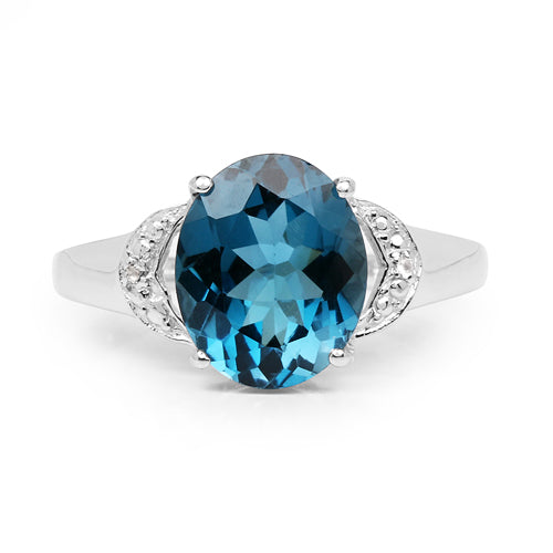 Bids.com 4.26 Carat Genuine London Blue Topaz & White Topaz .925 Sterling Silver Ring Rings White Smoke size 6.00,size 8.00,size 7.00,size 9.00,size 5.00,size 10.00