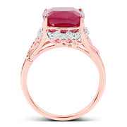 Bids.com 14K Rose Gold Plated 5.54 Carat Genuine Glass Filled Ruby & White Topaz .925 Sterling Silver Ring Rings White Smoke size 6.00,size 7.00,size 8.00,size 9.00,size 5.00