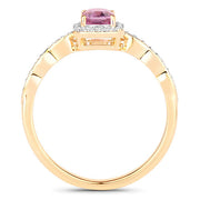 Bids.com 0.80 Carat Genuine Pink Sapphire and White Diamond 14K Yellow Gold Ring Rings White Smoke size 6.00,size 7.00,size 8.00,size 9.00