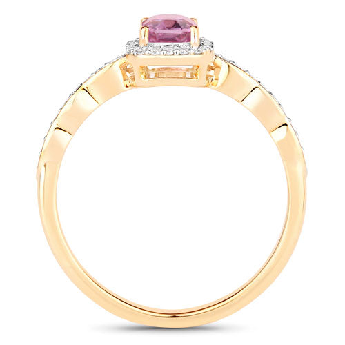 Bids.com 0.80 Carat Genuine Pink Sapphire and White Diamond 14K Yellow Gold Ring Rings White Smoke size 6.00,size 7.00,size 8.00,size 9.00