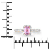 Bids.com 0.80 Carat Genuine Pink Sapphire and White Diamond 14K Yellow Gold Ring Rings White Smoke size 6.00,size 7.00,size 8.00,size 9.00