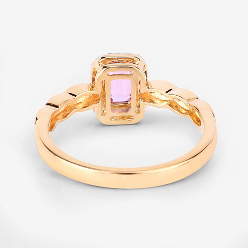 Bids.com 0.80 Carat Genuine Pink Sapphire and White Diamond 14K Yellow Gold Ring Rings White Smoke size 6.00,size 7.00,size 8.00,size 9.00