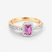Bids.com 0.80 Carat Genuine Pink Sapphire and White Diamond 14K Yellow Gold Ring Rings Light Gray size 6.00,size 7.00,size 8.00,size 9.00