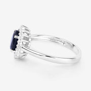 Bids.com 1.73 Carat Genuine Blue Sapphire and White Diamond 14K White Gold Ring Rings White Smoke size 6.00,size 7.00,size 8.00