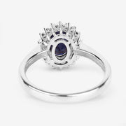 Bids.com 1.73 Carat Genuine Blue Sapphire and White Diamond 14K White Gold Ring Rings White Smoke size 6.00,size 7.00,size 8.00