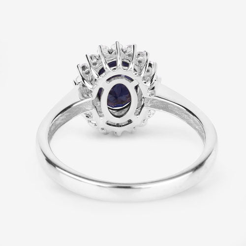 Bids.com 1.73 Carat Genuine Blue Sapphire and White Diamond 14K White Gold Ring Rings White Smoke size 6.00,size 7.00,size 8.00