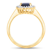 Bids.com 1.73 Carat Genuine Blue Sapphire and White Diamond 14K Yellow Gold Ring Rings White Smoke size 6.00,size 7.00,size 8.00