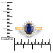 Bids.com 1.73 Carat Genuine Blue Sapphire and White Diamond 14K Yellow Gold Ring Rings White Smoke size 6.00,size 7.00,size 8.00