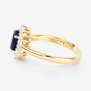 Bids.com 1.73 Carat Genuine Blue Sapphire and White Diamond 14K Yellow Gold Ring Rings White Smoke size 6.00,size 7.00,size 8.00