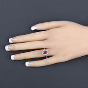 Bids.com 1.64 Carat Genuine Ruby and White Diamond 14K White Gold Ring Rings Wheat size 6.00,size 7.00,size 8.00