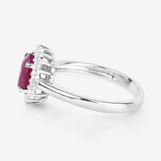Bids.com 1.64 Carat Genuine Ruby and White Diamond 14K White Gold Ring Rings White Smoke size 6.00,size 7.00,size 8.00