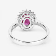 Bids.com 1.64 Carat Genuine Ruby and White Diamond 14K White Gold Ring Rings White Smoke size 6.00,size 7.00,size 8.00