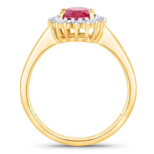 Bids.com 1.64 Carat Genuine Ruby and White Diamond 14K Yellow Gold Ring Rings White Smoke size 6.00,size 7.00,size 8.00