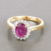 Bids.com 1.64 Carat Genuine Ruby and White Diamond 14K Yellow Gold Ring Rings Dark Gray size 6.00,size 7.00,size 8.00
