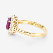 Bids.com 1.64 Carat Genuine Ruby and White Diamond 14K Yellow Gold Ring Rings White Smoke size 6.00,size 7.00,size 8.00