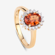 Bids.com 1.87 Carat Genuine Spessartite Garnet and White Diamond 14K Yellow Gold Ring Rings White Smoke size 6.00,size 7.00,size 8.00,size 9.00