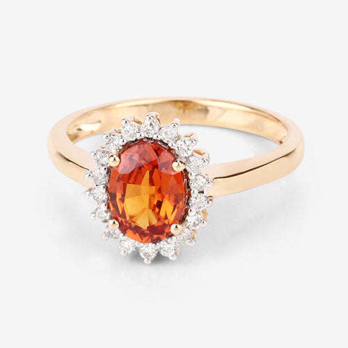 Bids.com 1.87 Carat Genuine Spessartite Garnet and White Diamond 14K Yellow Gold Ring Rings Lavender size 6.00,size 7.00,size 8.00,size 9.00