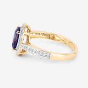 Bids.com 1.79 Carat Genuine Iolite and White Diamond 14K Yellow Gold Ring Rings White Smoke size 6.00,size 7.00,size 8.00,size 9.00