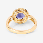 Bids.com 1.79 Carat Genuine Iolite and White Diamond 14K Yellow Gold Ring Rings White Smoke size 6.00,size 7.00,size 8.00,size 9.00
