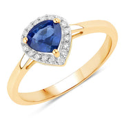 Bids.com 0.73 Carat Genuine Blue Sapphire and White Diamond 14K Yellow Gold Ring Rings White Smoke size 6.00,size 7.00,size 8.00,size 9.00