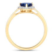 Bids.com 0.73 Carat Genuine Blue Sapphire and White Diamond 14K Yellow Gold Ring Rings White Smoke size 6.00,size 7.00,size 8.00,size 9.00