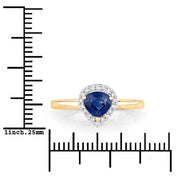 Bids.com 0.73 Carat Genuine Blue Sapphire and White Diamond 14K Yellow Gold Ring Rings White Smoke size 6.00,size 7.00,size 8.00,size 9.00