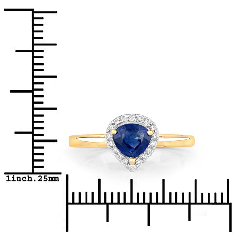 Bids.com 0.73 Carat Genuine Blue Sapphire and White Diamond 14K Yellow Gold Ring Rings White Smoke size 6.00,size 7.00,size 8.00,size 9.00