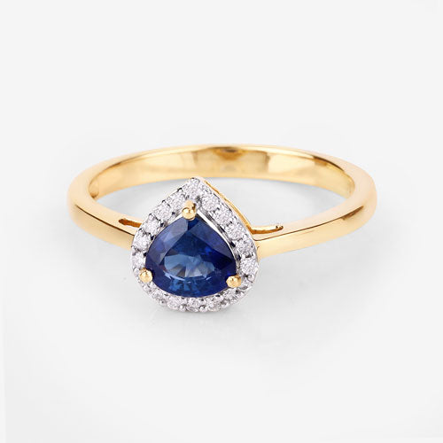Bids.com 0.73 Carat Genuine Blue Sapphire and White Diamond 14K Yellow Gold Ring Rings Lavender size 6.00,size 7.00,size 8.00,size 9.00