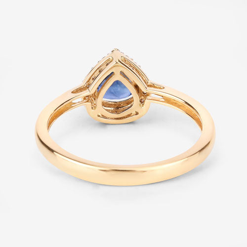 Bids.com 0.73 Carat Genuine Blue Sapphire and White Diamond 14K Yellow Gold Ring Rings White Smoke size 6.00,size 7.00,size 8.00,size 9.00