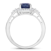 Bids.com 1.70 Carat Genuine Blue Sapphire and White Diamond 14K White Gold Ring Rings White Smoke size 6.00,size 7.00,size 8.00