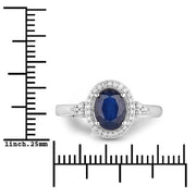 Bids.com 1.70 Carat Genuine Blue Sapphire and White Diamond 14K White Gold Ring Rings White Smoke size 6.00,size 7.00,size 8.00