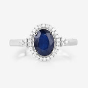 Bids.com 1.70 Carat Genuine Blue Sapphire and White Diamond 14K White Gold Ring Rings White Smoke size 6.00,size 7.00,size 8.00